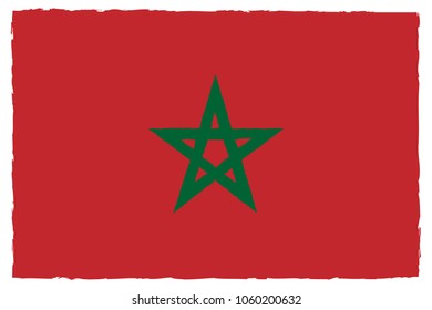 Flag of Morocco. Hand Painted with Brush. Vector Illustration.