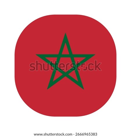 Flag of Morocco icon. Morocco rounded square flag icon digital vector illustration design. White background.