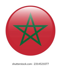 The flag of Morocco. Flag icon. Standard color. A round flag. 3d illustration. Computer illustration. Digital illustration. Vector illustration.