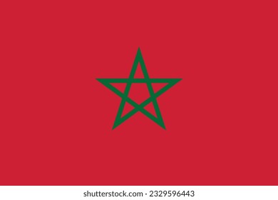 The flag of Morocco. Flag icon. Standard color. Standard size. A rectangular flag. Computer illustration. Digital illustration. Vector illustration.