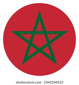 The flag of Morocco. Flag icon. Standard color. Circle icon flag. Computer illustration. Digital illustration. Vector illustration.