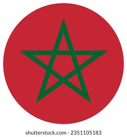 The flag of Morocco. Flag icon. Standard color. Circle icon flag. Computer illustration. Digital illustration. Vector illustration.