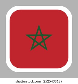 The flag of Morocco. Flag icon. Standard color. flat vector square with rounded corners. Computer illustration. Digital illustration. Vector illustration