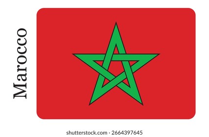 A bandeira de Marrocos. Ícone Sinalizador. Cor padrão. Tamanho padrão. Um sinalizador retangular. Ilustração do computador. Ilustração digital. Ilustração vetorial.