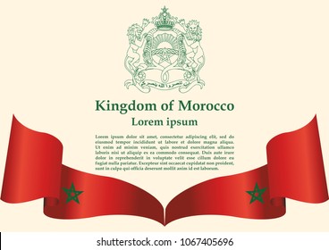 Flag of Morocco, Kingdom of Morocco. Bright, colorful vector illustration