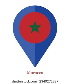 Flag of Morocco, Flag of Morocco Map pointer icon. Vector illustration flag pointer.