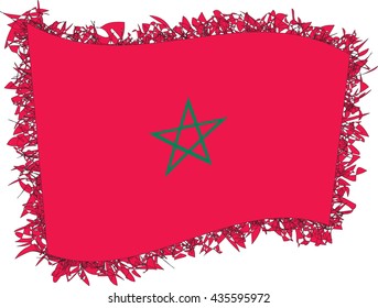 Flag of Morocco, officially the Kingdom of Morocco. Vector illustration of a stylized flag. Shaggy edge.