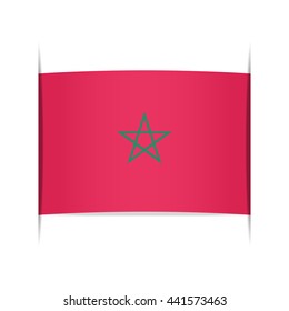 Flag of Morocco, officially the Kingdom of Morocco. Vector illustration of a stylized flag. The slit in the paper with shadows. Element for infographics.