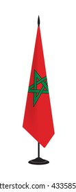 Flag of Morocco on a flagstaff. Vector illustration
