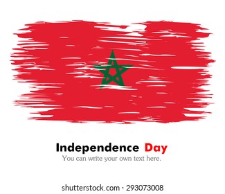 Flag of  Morocco. Painted brush colored inks. Symbol Independence Day National Patriotic Travel Country Background Grunge Paint Stock Vector Icon Logo Picture Image Illustration Political