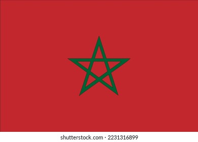 Flag of morocco. It's a red rectangle and a green five-pointed star with a black border.