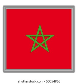 Flag of Morocco with silver frame