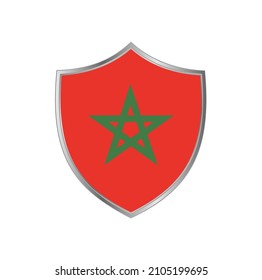Flag of Morocco with silver shield frame