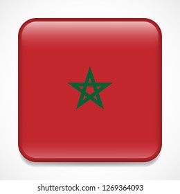 Flag of Morocco. Square glossy badge