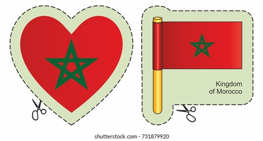 Flag of Morocco. Vector cut sign here, isolated on white. Can be used for design, stickers, souvenirs.