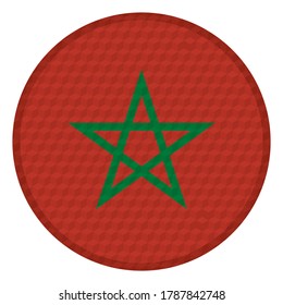 Flag Of Morocco Vector Illustration. Morocco Flag Button With Cube Pattern Isolated On White Background