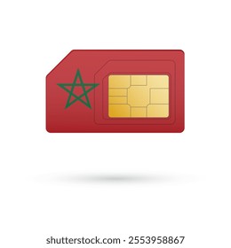 Flag of Morocco. Vector illustration of SIM Card with flag on white background