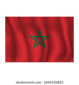 Bandeira de Marrocos ondulada flui ao vento, com dobras 3d