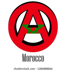 Flag of Morocco of the world in the form of a sign of anarchy, which stands for freedom and equality of people.