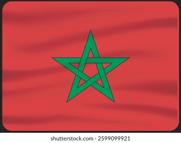 The flag of Morocco.Waving Flag icon. Standard color. Standard size. A rectangular flag. Computer illustration. Digital illustration. Vector illustration