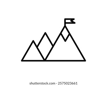 flag mountain peak line design vector illustration on transparent background