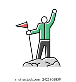 flag mountaineer top color icon vector. flag mountaineer top sign. isolated symbol illustration