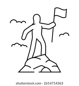 flag mountaineer top line icon vector. flag mountaineer top sign. isolated contour symbol black illustration