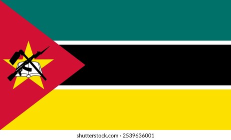 Flagge von Mosambik, 16:9 Format, Mosambik Flagge, Vektorbilder
