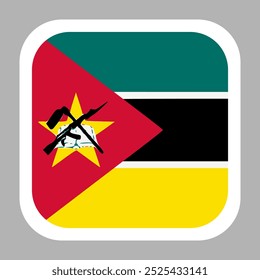 A bandeira de Moçambique. Ícone Sinalizador. Cor padrão. vetor plano quadrado com cantos arredondados. Ilustração do computador. Ilustração digital. Ilustração vetorial