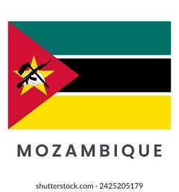 Flag of Mozambique isolated on white background.