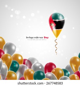 flag of Mozambique on balloon. Celebration and gifts. Balloons on the feast of the national day.