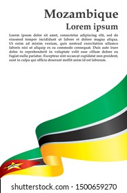 Flag of Mozambique, Republic of Mozambique. Template for award design, an official document with the flag of Mozambique. Bright, colorful vector illustration.