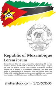 Flag of Mozambique, Republic of Mozambique. Template for award design, an official document with the flag of Mozambique. 