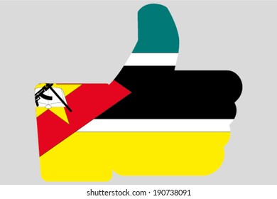 The flag of Mozambique in a Thumbs Up Icon