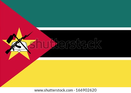 Flag of Mozambique. Vector. Accurate dimensions, element proportions and colors.