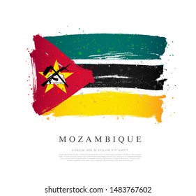 Flag of Mozambique. Vector illustration on a white background. Brush strokes are drawn by hand. Independence Day.