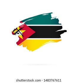 Flag of Mozambique. Vector illustration on a white background. Brush strokes are drawn by hand.
