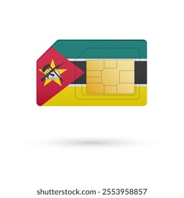 Flag of Mozambique. Vector illustration of SIM Card with flag on white background