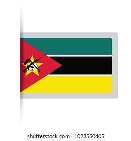 Flag of Mozambique. Vector illustration of a stylized flag. The slit in the paper with shadows. isolated on white.