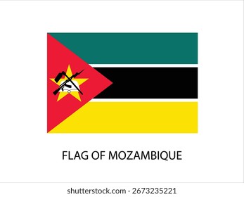 FLAGGE DES MOSAMBIKEN VEKTORS, ILLUSTRATION, TYPOGRAPHIE AUF WEISSEM HINTERGRUND