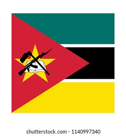 Flag of  Mozambique, Mozambique flag Vector Square Icon - Illustration, Flag of  Mozambique. Abstract concept, icon, square, button. Raster illustration on white background.