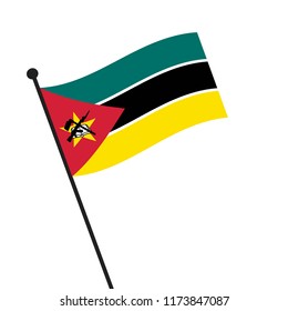 Flag of Mozambique ,Mozambique flag waving isolated vector illustration
