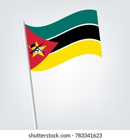 Flag of Mozambique , Mozambique flag waving isolated vector illustration.