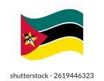 Flag of Mozambique. Mozambique wavy flag digital vector illustration. Fluttering flag.