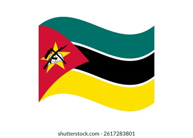 Flag of Mozambique. Mozambique wavy flag digital vector illustration. Fluttering flag.