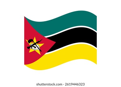 Flag of Mozambique. Mozambique wavy flag digital vector illustration. Fluttering flag.