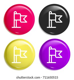 Flag multi color glossy badge icon set. Realistic shiny badge icon or logo mockup