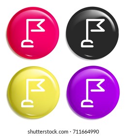 Flag multi color glossy badge icon set. Realistic shiny badge icon or logo mockup