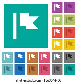 Flag multi colored flat icons on plain square backgrounds. Included white and darker icon variations for hover or active effects.