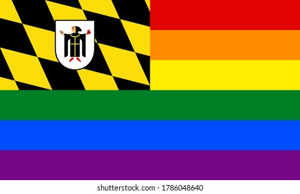 flag of munich with rainbow flag. proportion 3:5